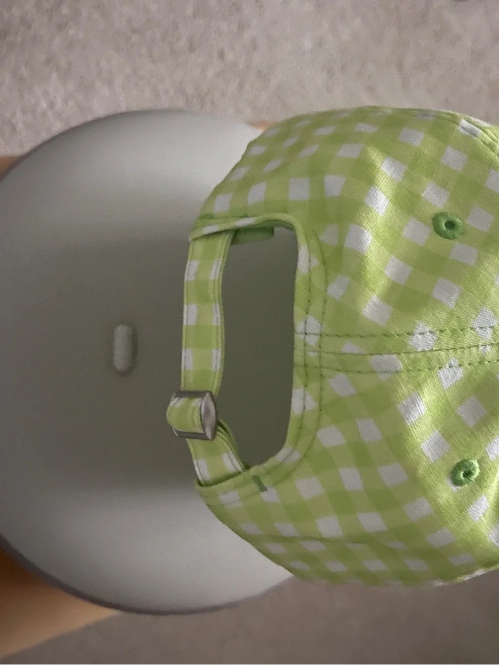 Roller Rabbit Remi Lime Green & White Gingham Cap